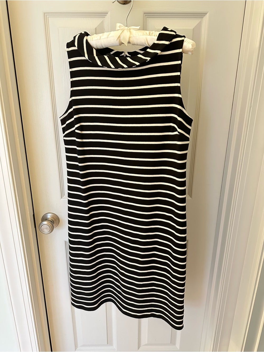 Talbots Black and White Striped Dress